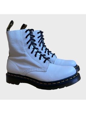 Dr Martens 1460 Pascal Bex White Leather Boots Women's Size 6 Lace up Combat